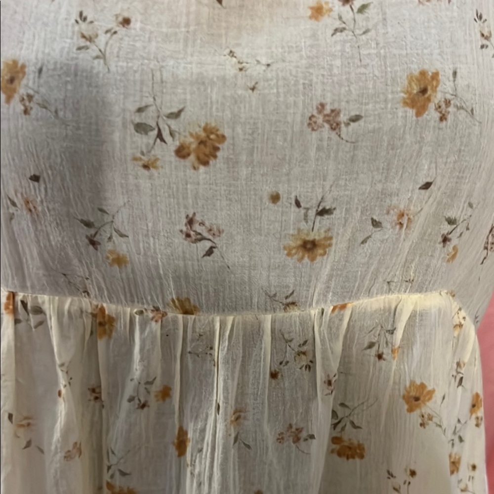 Floral yellow cotton gauze like  Women's Top from Japan